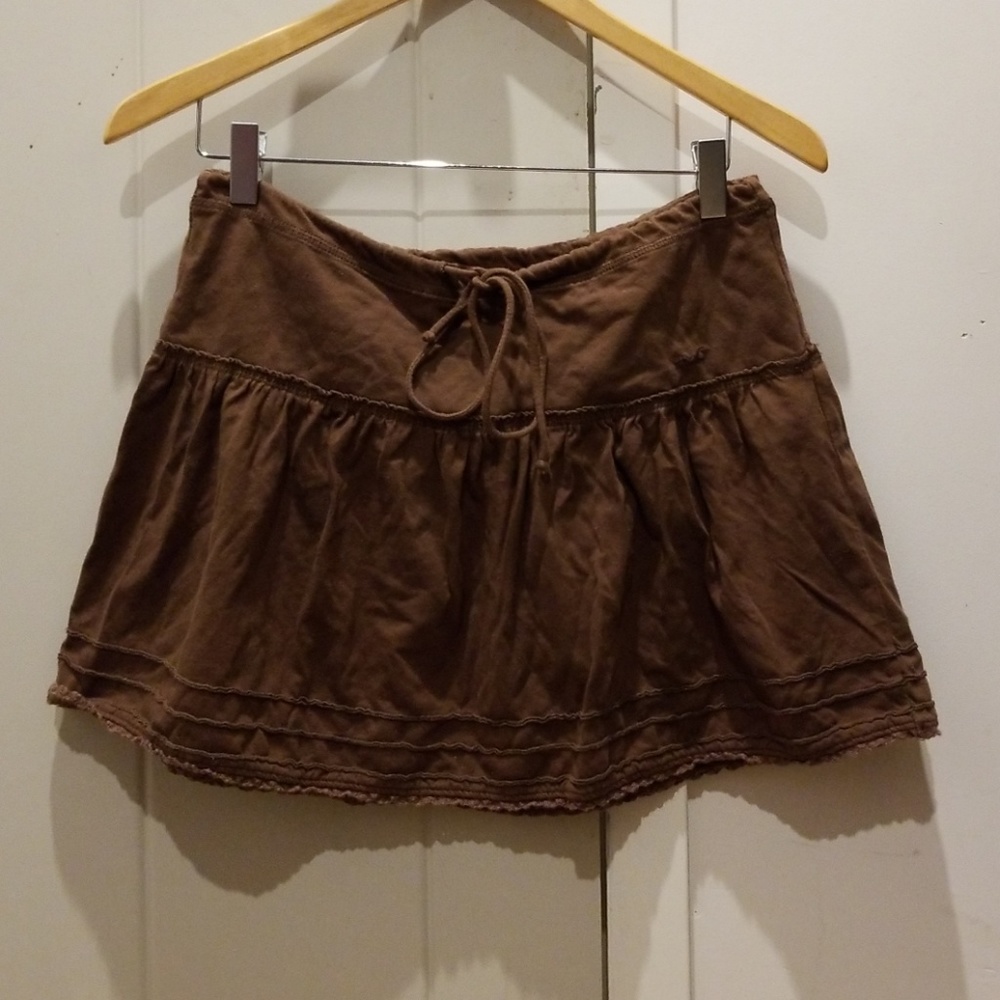 Hollister brown mini skirt